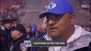 BYU 22 Utah 21 -BYU coach quotes scripture and says just keep believing after crazy win.