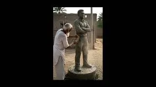 MS Dhoni | एमएस धोनी Amazing Cement Sculpture Art 🔥#cementcraft #cementcarving #msdhoni #cementart