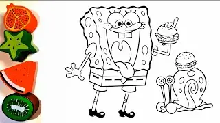 🎨Coloring book for kids! Sponge bob!🥰🍔