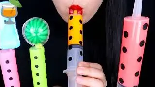 ASMR RAINBOW DRINKS  compilation*JELLO SHOOTER, EDIBLE FROG EGG, BOBA WATER* DRINK SOUNDS MUKBANG