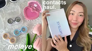 MCLEYE Colored Contact Lenses 🧸 [ Aesthetic Unboxing & Try-On ] 🎀👀