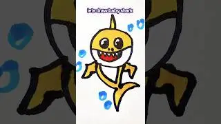 How to draw a cute baby shark easy 🤯😍 #drawing4kids #drawingguide #babyshark #littlesharks