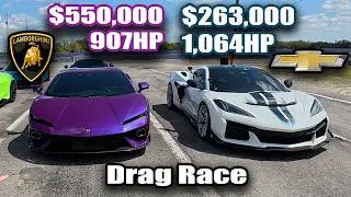 FIRST Lamborghini Temerario VS C8 ZR1 DRAG RACE - 1/4 Mile Drag Race -