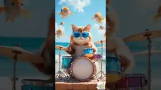 Cat Plays Drums as Dancing Fish | Pixar-Style #catadventure #cutecat #3danimationforkids