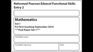 Functional Skills Maths E2 Set 1 Pearson Edexcel