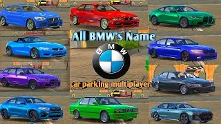 All BMW Cars in Car Parking Multiplayer 🚗🔥 | Complete List 2025