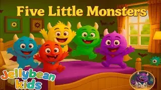 Five Little Monsters | Halloween Monster Nursery Rhyme for Kids | Jellybean Kids