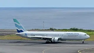 Landing Boeing 767-34P(ER) EuroAtlantic rare in Ponta Delgada PDL, Sao Miguel Azores PT - 11.08.2025