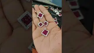 Lab grown rubies and lab grown diamonds invisible setting Jewelry Set