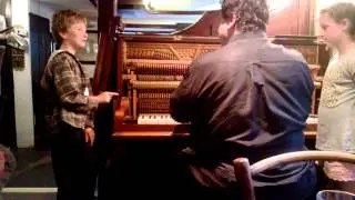 Trevor Woodison plays pub piano in Winkleigh, summer 2015