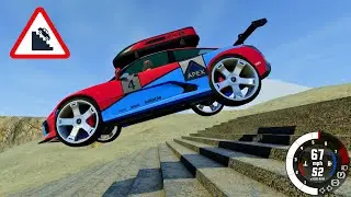 Stair vs cars! BeamNG.drive #176 @luckyonetwo