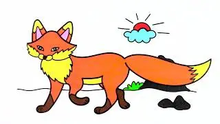 How To Draw A Fox | A Fox Coloring Pages | Art Colors For Kids