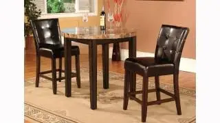 3 Pc Faux Marble Top Counter Height Bar Set Table with 2 Stools