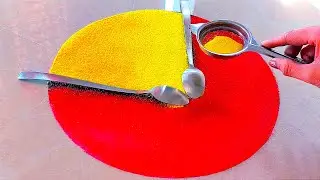 Makar sankranti rangoli using SPOONS ❤💛 | सोप्पी मकर संक्रांति रांगोळी /Easy sankranti muggu/rangoli
