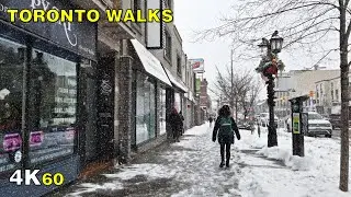 Snowy Toronto Walk Along Danforth Avenue on February 18, 2021