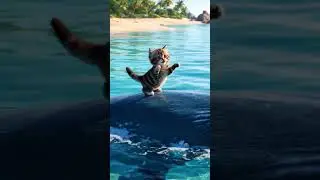 Milo's Escape from sharks😻 ( Story Part-2) #aistory #cat #courage #kitten
