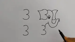 Elephant Drawing from 3333 Number | How to Draw Elephant with number 3333