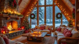 🔥 Christmas Fireplace Ambience 🎄 Tranquil Winter Night with Snowfall & Cozy Atmosphere