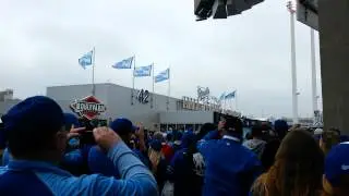 Royals raise the 2014 AL Pennant at Kauffman