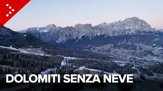 Poca neve sulle Dolomiti: neve artificiale a Cortina e Alleghe. Sciatore: 
