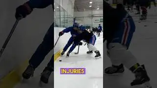 Physical contact is a skill that needs to be developed. #hockeytraining #hockeyhits  #hockeycamp