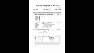 4th class FA4 English question paper 2023-2024