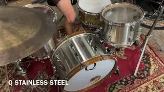 Q Drum Co. Stainless Steel 12x22 9x13 and 16x16 Drum Kit