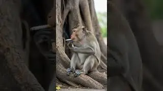 MONKEY CAUGHT SMOKING LIKE A HUMAN!  🐒🚬😂