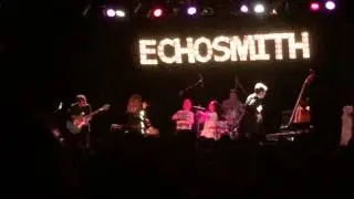 2 lucky fans on stage with Echosmith