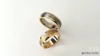 GG Premium Stone Finish Fusion Gold Rings AU043 AU044, Multi Metal, 18K Gold Layer Band, NASA Tech
