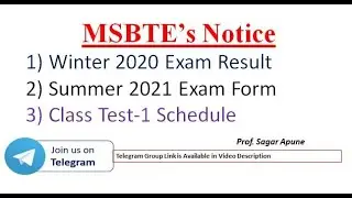 MSBTE's Result | Exam Form Summer 2021 | Class Test-1 Schedule