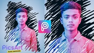 Picsart Scribble Effect🔥| Picsart Photo Editing | Picsart Editing New Style| Picsart | Sunny editor🔥