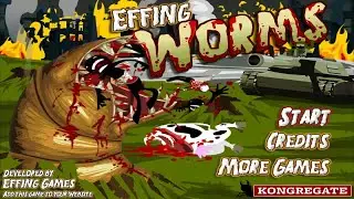 Effing Worms Flash Game Playthrough - Become the Invincible Worm Menace