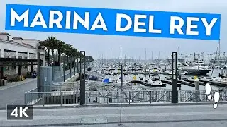 Walking Marina Del Rey on an overcast day | Walking Los Angeles | 4K