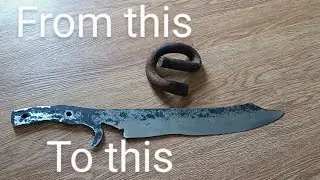 GIGANTIC Bowie Knife from an Old Train Spring. No power hammer.