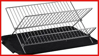 Deluxe Chrome Plated Steel Foldable X Shape 2 Tier Shelf Small Dish Drainers with Drainboard