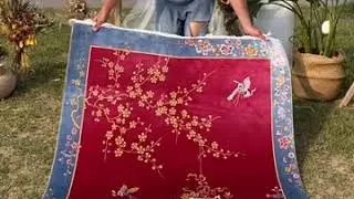 4x6ft(122x183cm) Chinese art decor silk rugs Handmade blue beige red purple colorful area silk rugs