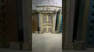 Old Vintage Teak Wood Gujrati Art Double Door | Indian Door | Brass Iron Work | Fine Carving