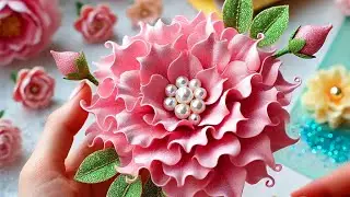 How To Make a Stunning Mini Bouquet from Glitter Foamiran! 🌸  Easy & Stunning DIY Handmade Bloom! ❤️