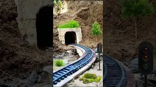 Miniature Train Crosses Muddy Tunnel with Broken Wooden Bridge | Diorama Train Scene
