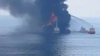 Deep Water  Horizon oil rig Fire  offshore