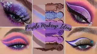 Sparkly Purple Smokey Eye Makeup Tutorial / Tutorial de maquillaje de ojos púrpura 💜 ▶️ 1