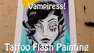 Vampiress! - Tattoo Flash Painting