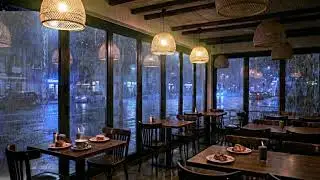 Rainy Coffee Shop Ambience ☔☕ Smooth Jazz Piano for Relaxing, Studying, Work & Sleep