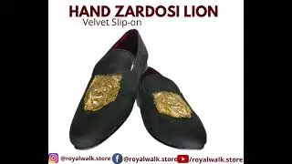 Handmade Zardosi Lion  Velvet Slip-on