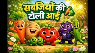 A group of vegetables arrived सब्जियों की टोली आई🥕🥦Funny Vegetables Poem 3DAnimation Rhymes for Kids