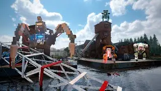 Superman fighting robots at Lee Chemicals Teardown