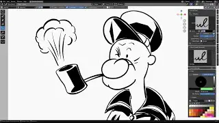 Drawing POPEYE in Blender Grease Pencil (2026-01-09) w/ Blender 5.0 #drawing #live #art