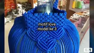 DIY. tutorial tas macrame bahan talikur motif love / hati, model 3