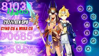 Cyno C6 Reaching 292% Atk Speed with Mika C6 - 3.5 Floor 12 1.94M Setekh Wenut One Rotation